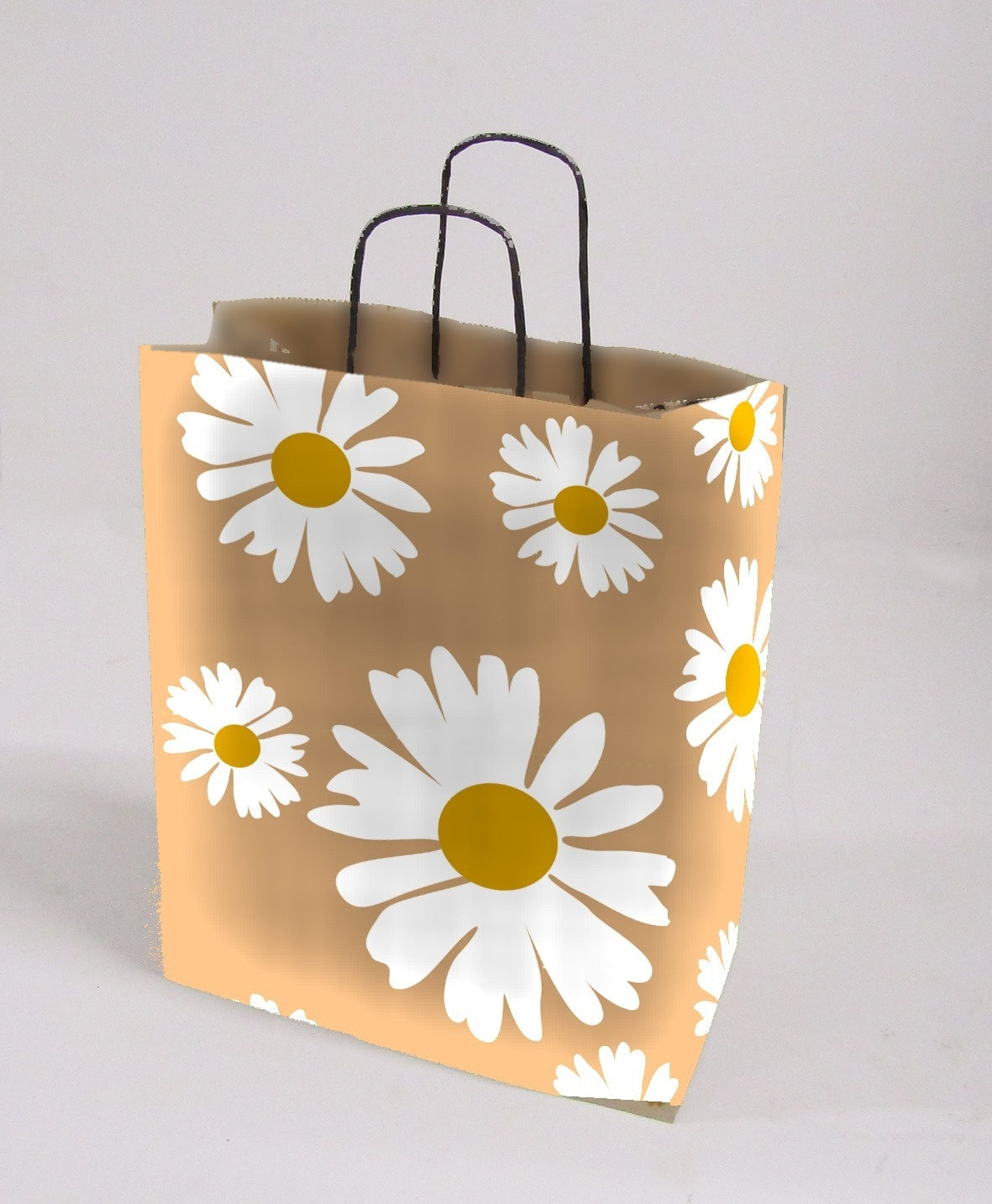 Twist Handle Bag — Flower Design (Brown)