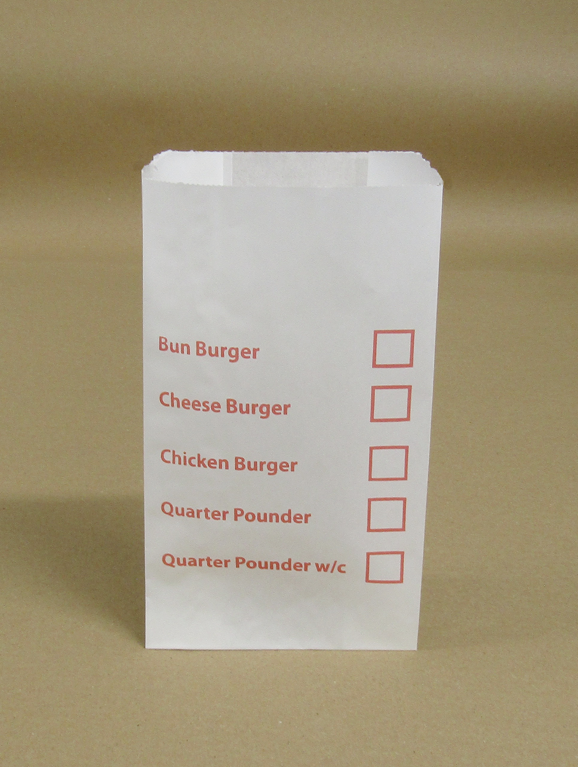 Greaseproof Bag — Tick Box 5x8x9