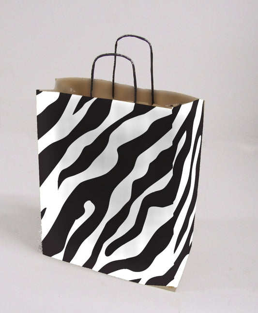 Twist Handle Bag — Zebra Print (Brown)