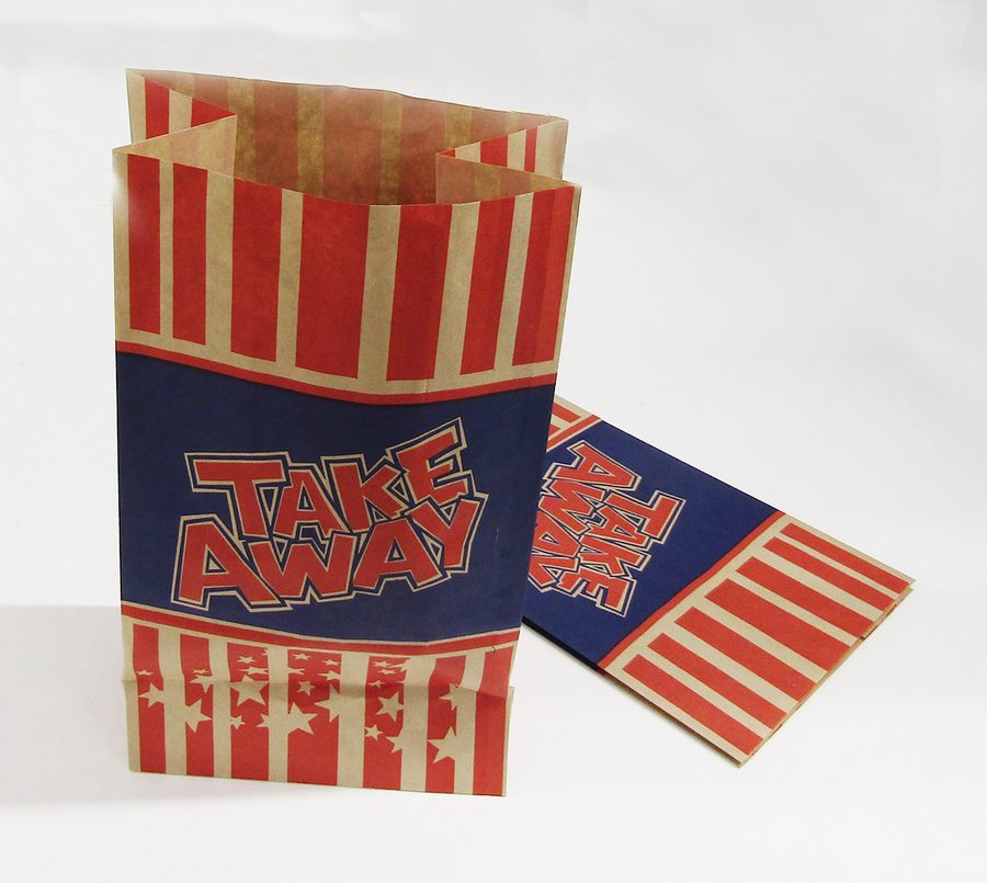 Printed Take Away self-opening SOS block-bottom paper bag